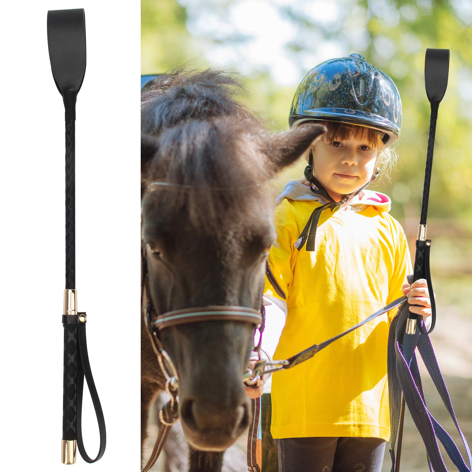 Zhichengbosi 18 inches(45 cm) Black Crop for Horse with Anti-Slip